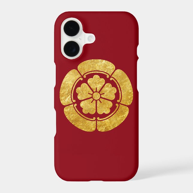 Oda Mon Japanese samurai clan faux gold on black (Back)