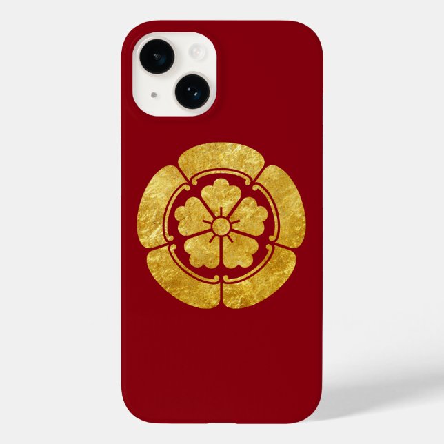 Oda Mon Japanese samurai clan faux gold on black Case-Mate iPhone Case (Back)