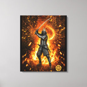 Oda Nobunaga Samurai Armour Fire 20x24 Canvas Print