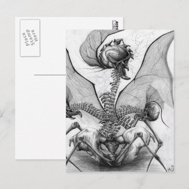 Odd Bone Fellow Fantasy Goth Skeleton Monster Art Postcard (Front/Back)