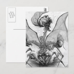 Odd Bone Fellow Fantasy Goth Skeleton Monster Art Postcard