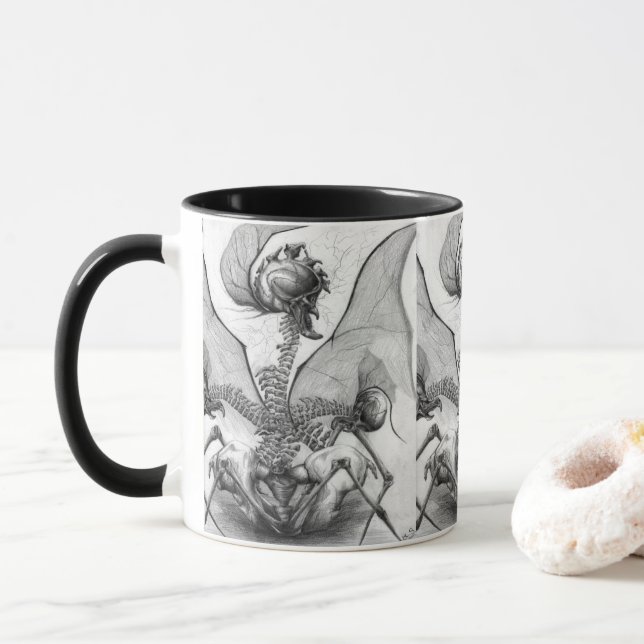Odd Bone Fellow Goth Horror Skeleton Monster Art Mug (With Donut)