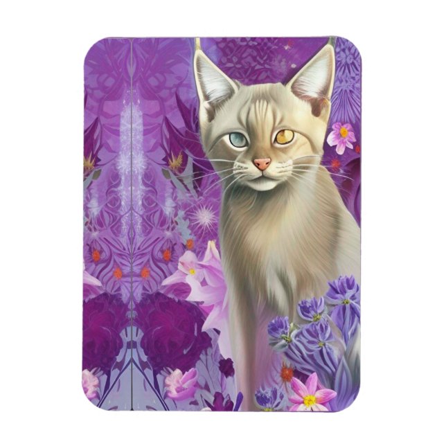 Odd Eyed Siamese Kitten in pink  Magnet (Vertical)