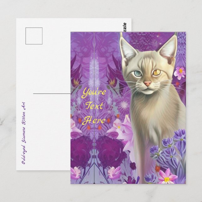 Odd Eyed Siamese Kitten in pink  Postcard (Front/Back)