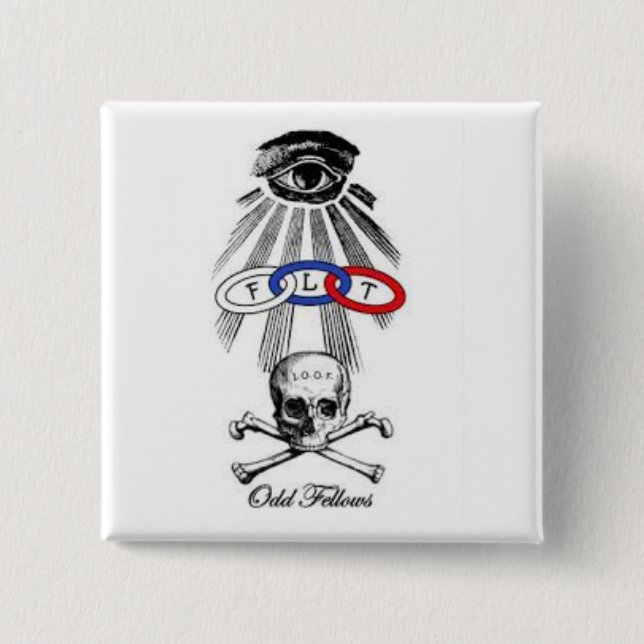 odd fellows 2 inch square button (Front)