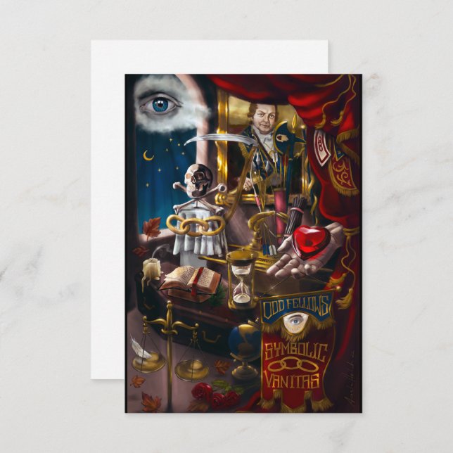 Odd Fellows Symbolic Vanitas Thank You Card (Front/Back)