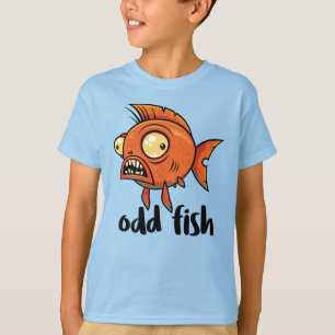Odd Fish Quirky Funny Orange Goldfish Cartoon T-Shirt