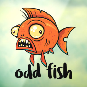 Odd Fish Quirky Funny Orange Goldfish Cartoon Window Cling