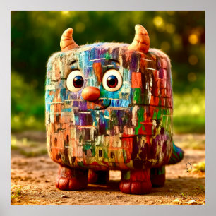 Odd Friends – Patchwork Cube Monster Poster