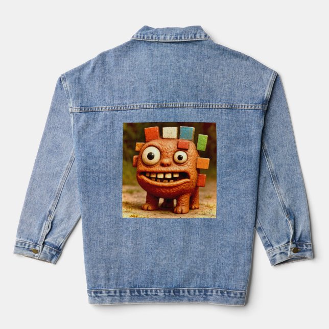 Odd Friends – Rainbow Block Monster PosterPoster Denim Jacket (Back)