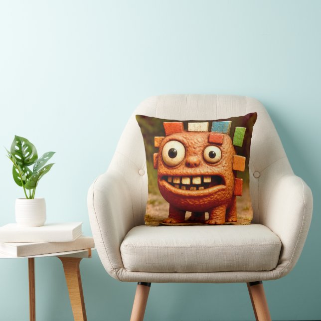 Odd Friends – Rainbow Block Monster PosterPoster Throw Pillow (Chair)