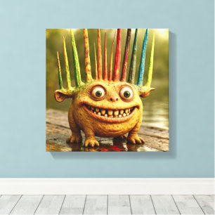 Odd Friends – Rainbow Spikes Monster Canvas Print