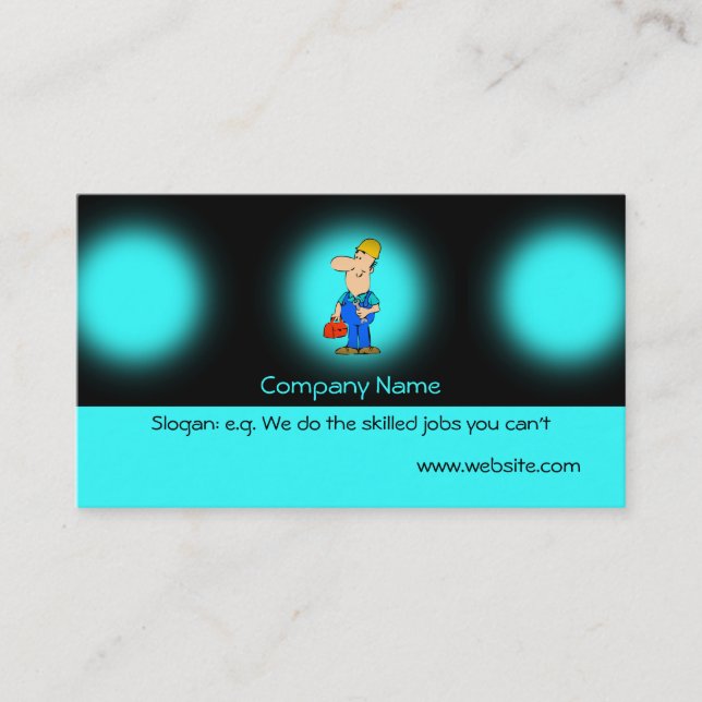 Odd-job handyman service on blue spotlight effect business card (Front)