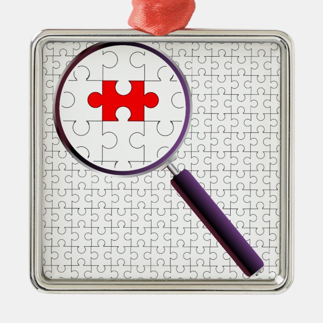 Odd Piece Magnifying Glass Metal Ornament (Front)