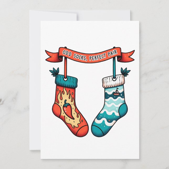 odd socks perfect pair couple funny Christmas   Holiday Card (Front)