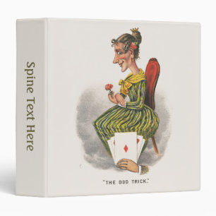 Odd Trick Victorian Caricature Striped Dress Woman Binder