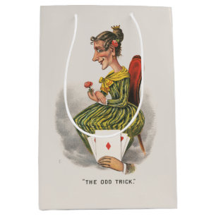 Odd Trick Victorian Caricature Striped Dress Woman Medium Gift Bag