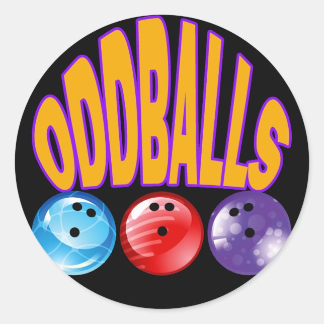 ODDBALLS - BOWLING TEAM NAME CLASSIC ROUND STICKER (Front)