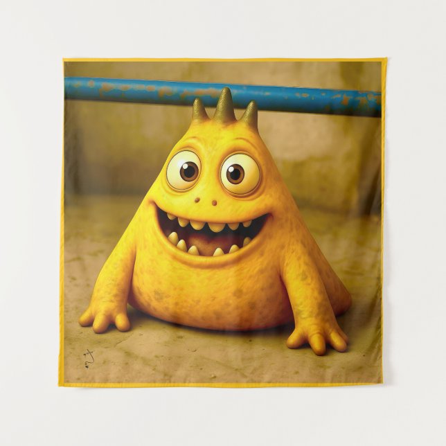 OddFriends – Happy Yellow Monster Poster Tapestry (Front)