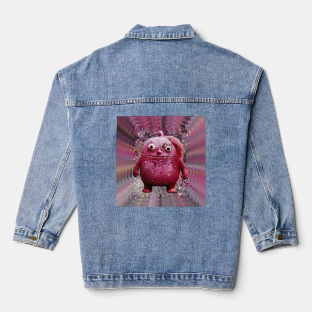 OddFriends – Pink Whimsical Creature Poster Denim Jacket (Back)