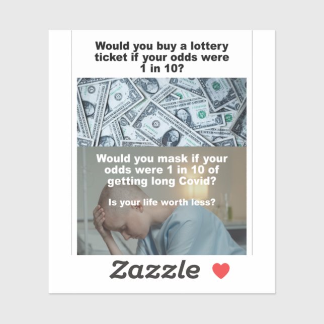 Odds of winning vs logn Covid vinyl; sticker (Sheet)