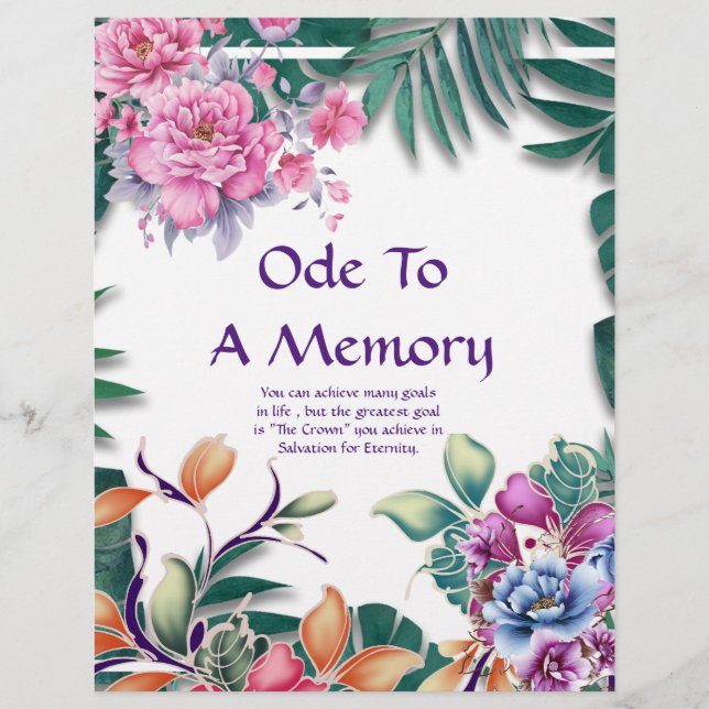 Ode to A Memory Poetry Personalized Paper (Front)