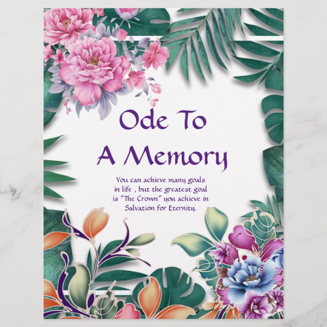 Ode to A Memory Poetry Personalized Paper (Front)