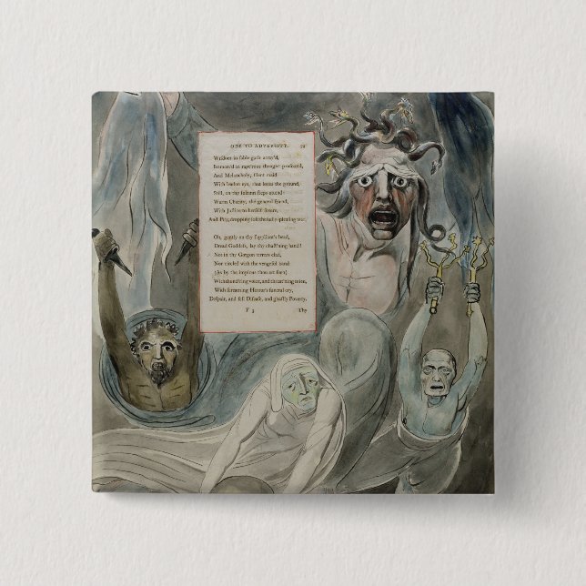 Ode to Adversity, from 'The Poems of Thomas Grey', 2 Inch Square Button (Front)
