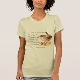 "Ode to Spring" Watercolor Brown Bird Nature Poem T-Shirt