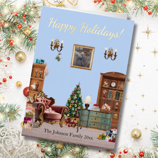 Ode to The Nutcracker Ballet Blue Foil Greeting Card (Creator Uploaded)