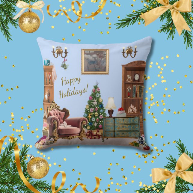 Ode to The Nutcracker Ballet Blue Throw Pillow (Creator Uploaded)