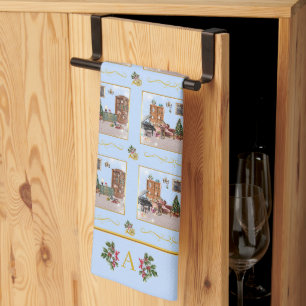 Ode to The Nutcracker Blue Scene Blue Accent Kitchen Towel