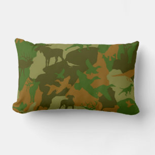 Odee & Green Cammo/deer/elk/moose/hunting dog Lumbar Pillow