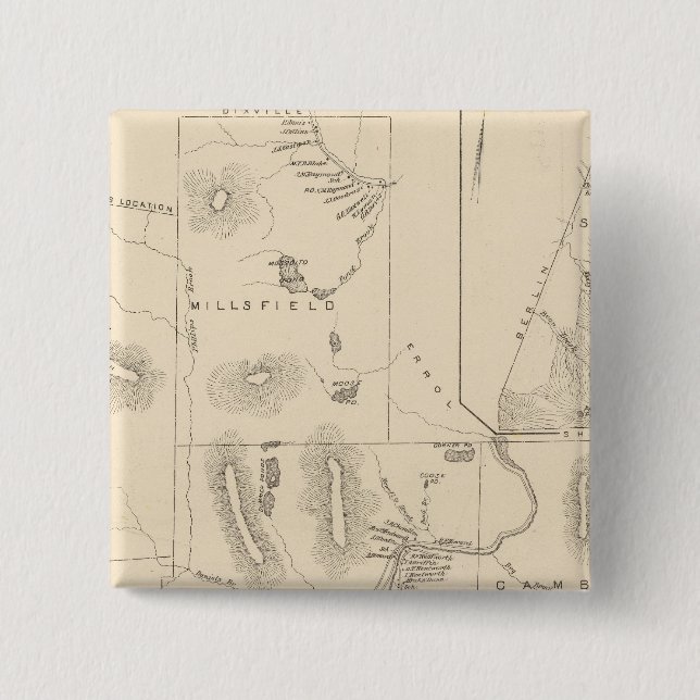 Odell, Millsfield, Dummer, Cambridge 2 Inch Square Button (Front)