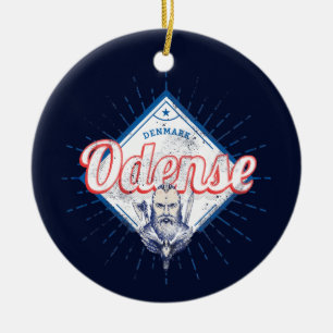 Odense City Denmark Retro Viking Vintage Souvenir Ceramic Ornament