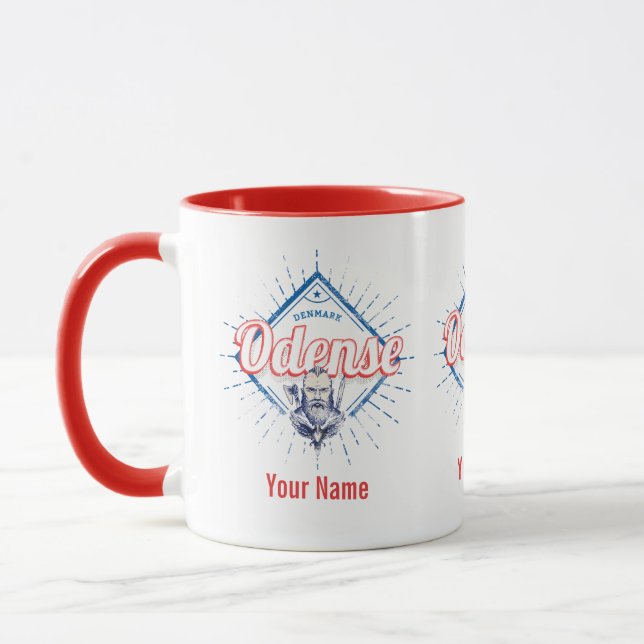 Odense City Denmark Retro Viking Vintage Souvenir Mug (Left)