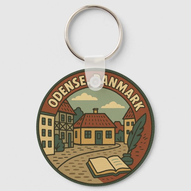 Odense Denmark Literary Keychain (Front)