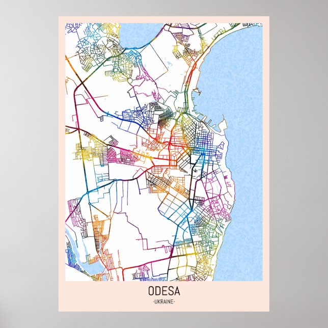 Odesa Ukraine City Map Poster (Front)