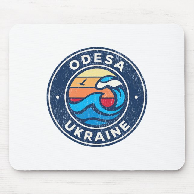 Odesa Ukraine Vintage Nautical Waves Design  Mouse Pad (Front)
