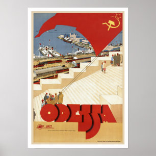 Odessa, Odesa, Ukraine - Vintage Travel Art Poster