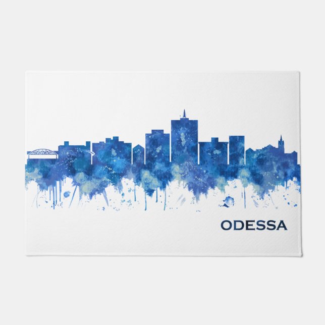 Odessa Texas Skyline Blue Doormat (Front)