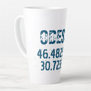 Odessa Ukraine Latitude & Longitude Distressed  Latte Mug