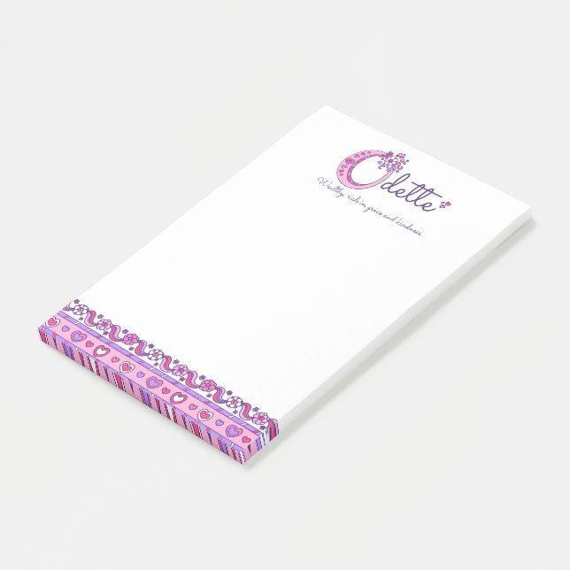 Odette personalized O name meaning post it notes (Angled)