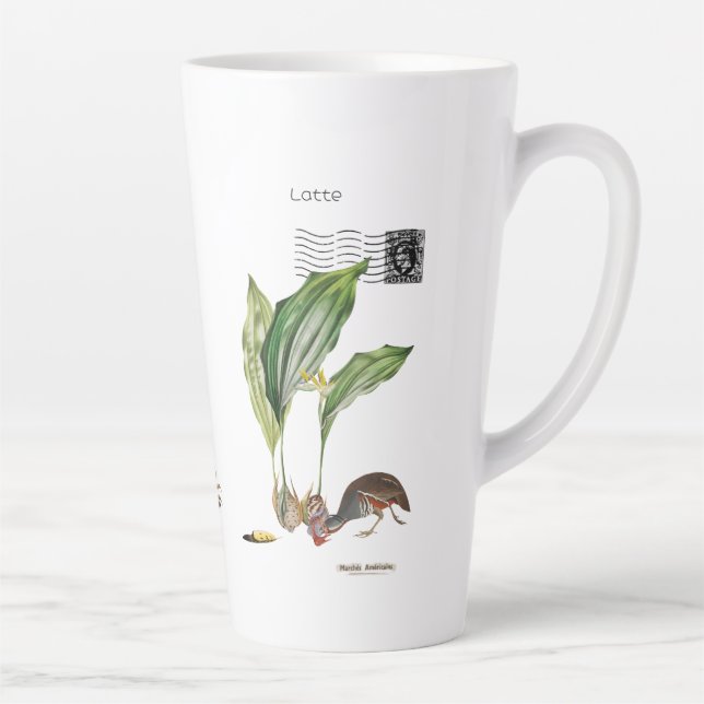 Odfish Shellfish Latte Mug, White Ceramic Tall Mug (Droite)