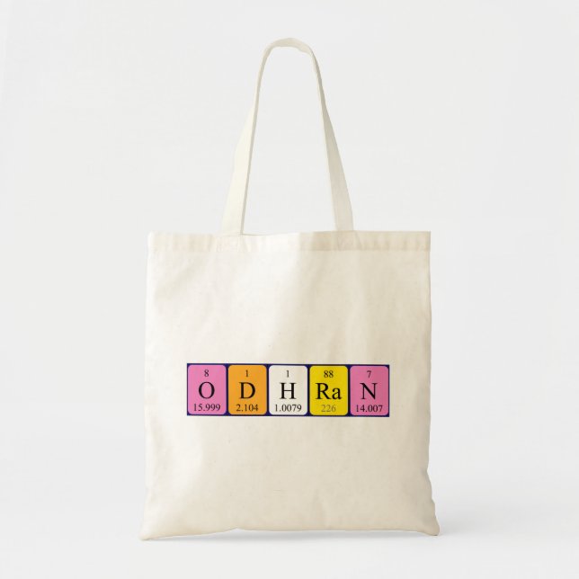 Odhran periodic table name tote bag (Front)