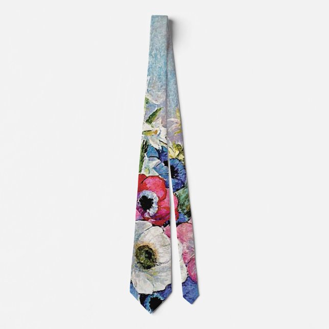 Odilon Redon Anemones - Fine Art Symbolism Tie (Front)