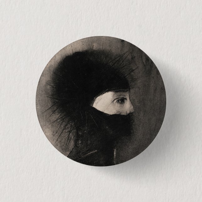 Odilon Redon. Armour. Dark woman face. Symbolism 1 Inch Round Button (Front)