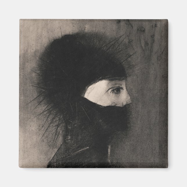 Odilon Redon Armour. Dark woman face Symbolism Magnet (Front)