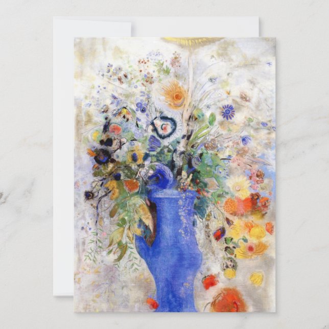 Odilon Redon - Large Bouquet in Pastel Blue Vase Card (Front)