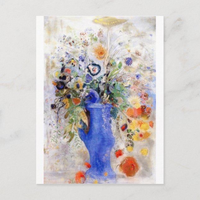 Odilon Redon - Large Bouquet in Pastel Blue Vase Postcard (Front)